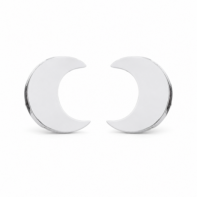Goodies Label Zilverkleurige Halve Maan Oorstuds 8 mm | Stainless Steel