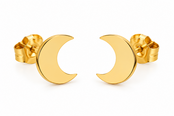 Goodies Label Goudkleurige Halve Maan Oorstuds 8 mm | Stainless Steel