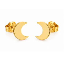 Goodies Label Goudkleurige Halve Maan Oorstuds 8 mm | Stainless Steel