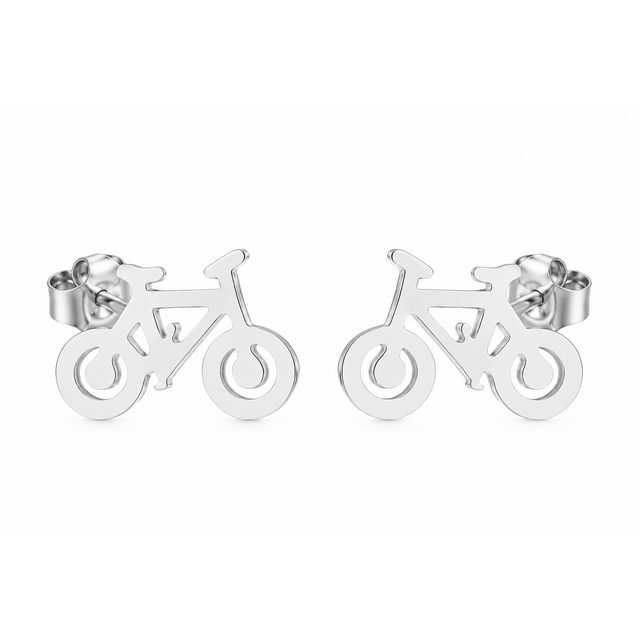 Goodies Label Zilverkleurige Fiets Oorstuds | Stainless Steel