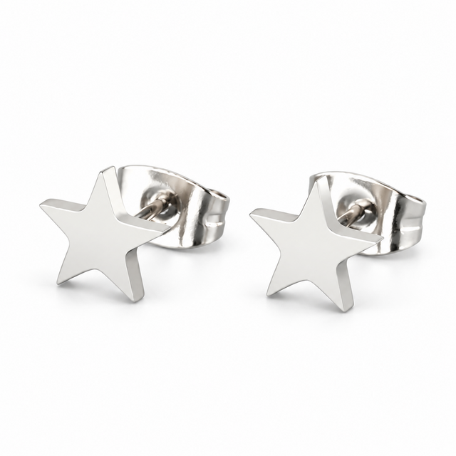 Goodies Label Zilverkleurige Ster Oorstuds | Stainless Steel