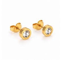 Goodies Label Goudkleurige Zirconia Oorstuds 6 mm | Stainless Steel
