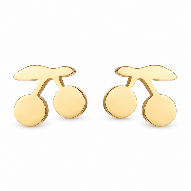 Goodies Label Goudkleurige Kersjes Oorstuds 6 mm | Stainless Steel