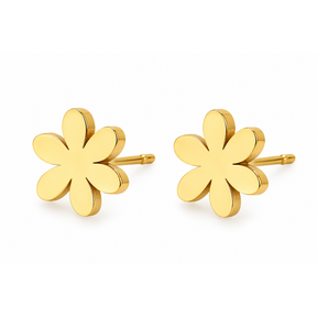 Goodies Label Goudkleurige Daisy Oorstuds 8 mm | Stainless Steel