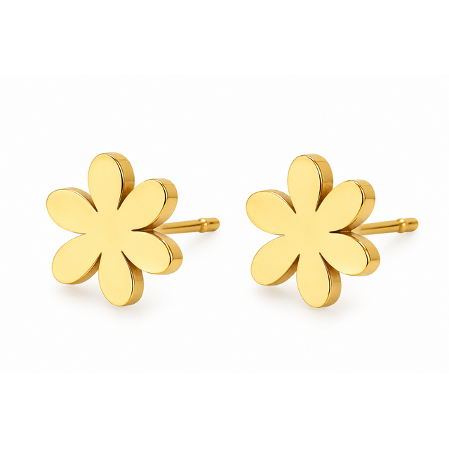 Goodies Label Goudkleurige Daisy Oorstuds 8 mm | Stainless Steel