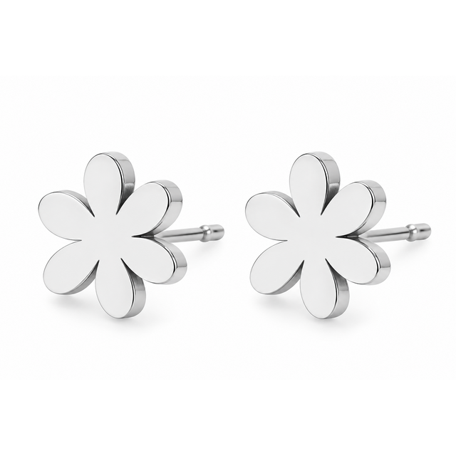 Goodies Label Zilverkleurige Daisy Oorstuds 8 mm | Stainless Steel