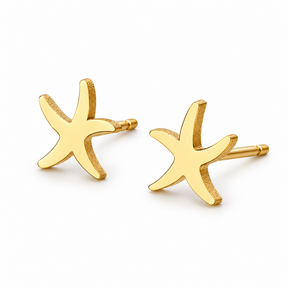 Goodies Label Goudkleurige Zeester Oorstuds 8 mm | Stainless Steel