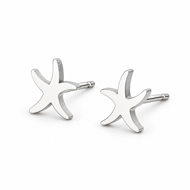 Goodies Label Zilverkleurige Zeester Oorstuds 8 mm | Stainless Steel