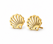 Goodies Label Shell Studs Goudkleurig | Stainless Steel Oorstuds 8 x 9 mm