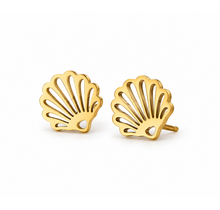 Goodies Label Shell Studs Goudkleurig | Stainless Steel Oorstuds 8 x 9 mm
