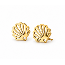 Goodies Label Shell Studs Goudkleurig | Stainless Steel Oorstuds 8 x 9 mm