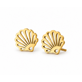 Goodies Label Shell Studs Goudkleurig | Stainless Steel Oorstuds 8 x 9 mm