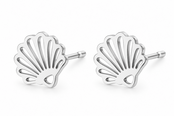 Goodies Label Shell Studs Zilverkleurig | Stainless Steel Oorstuds 8 x 9 mm