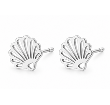 Goodies Label Shell Studs Zilverkleurig | Stainless Steel Oorstuds 8 x 9 mm
