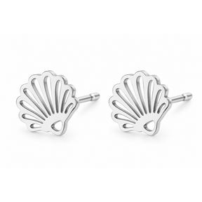 Goodies Label Shell Studs Zilverkleurig | Stainless Steel Oorstuds 8 x 9 mm