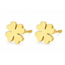 Goodies Label Goudkleurige Klavertje Vier Oorstuds 9 mm | Stainless Steel