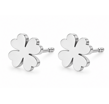 Goodies Label Zilverkleurige Klavertje Vier Oorstuds 9 mm | Stainless Steel