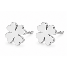 Goodies Label Zilverkleurige Klavertje Vier Oorstuds 9 mm | Stainless Steel