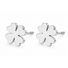 Goodies Label Zilverkleurige Klavertje Vier Oorstuds 9 mm | Stainless Steel