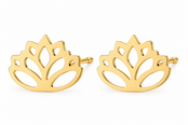 Goodies Label Goudkleurige Lotus Oorstuds 10 mm | Stainless Steel