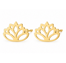 Goodies Label Goudkleurige Lotus Oorstuds 10 mm | Stainless Steel