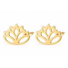 Goodies Label Goudkleurige Lotus Oorstuds 10 mm | Stainless Steel