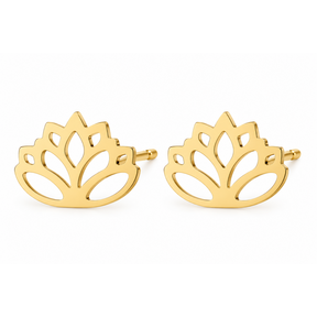 Goodies Label Goudkleurige Lotus Oorstuds 10 mm | Stainless Steel