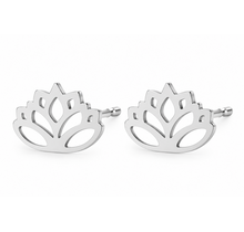 Goodies Label Zilverkleurige Lotus Oorstuds 10 mm | Stainless Steel