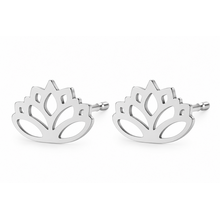 Goodies Label Zilverkleurige Lotus Oorstuds 10 mm | Stainless Steel