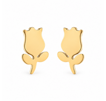 Goodies Label Goudkleurige Tulp Oorstuds 8 mm | Stainless Steel