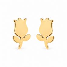 Goodies Label Goudkleurige Tulp Oorstuds 8 mm | Stainless Steel