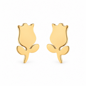 Goodies Label Goudkleurige Tulp Oorstuds 8 mm | Stainless Steel
