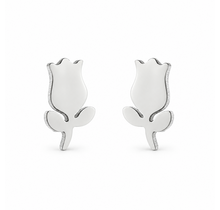 Goodies Label Zilverkleurige Tulp Oorstuds 8 mm | Stainless Steel