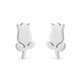 Goodies Label Zilverkleurige Tulp Oorstuds 8 mm | Stainless Steel