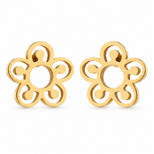 Goodies Label Goudkleurige Bloem Studs 8 mm | Stainless Steel