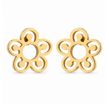 Goodies Label Goudkleurige Bloem Studs 8 mm | Stainless Steel