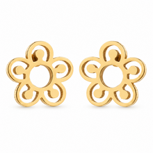 Goodies Label Goudkleurige Bloem Studs 8 mm | Stainless Steel