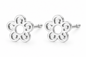 Goodies Label Zilverkleurige Bloem Studs 8 mm | Stainless Steel