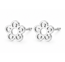 Goodies Label Zilverkleurige Bloem Studs 8 mm | Stainless Steel
