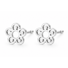 Goodies Label Zilverkleurige Bloem Studs 8 mm | Stainless Steel