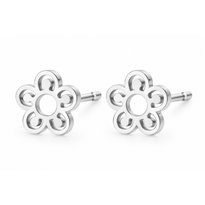 Goodies Label Zilverkleurige Bloem Studs 8 mm | Stainless Steel