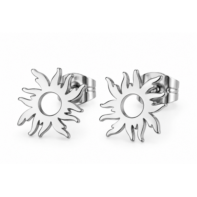Goodies Label Zilverkleurige Zon Oorstuds | Stainless Steel