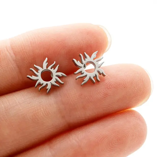 Goodies Label Zilverkleurige Zon Oorstuds | Stainless Steel