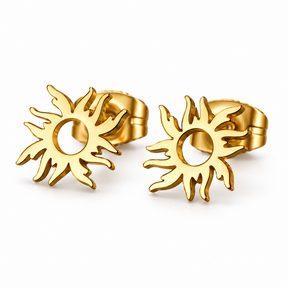 Goodies Label Goudkleurige Zon Oorstuds | Stainless Steel