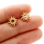 Goodies Label Goudkleurige Zon Oorstuds | Stainless Steel