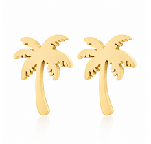 Goodies Label Goudkleurige Palmboom Oorstuds | Stainless Steel