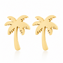 Goodies Label Goudkleurige Palmboom Oorstuds | Stainless Steel