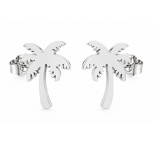 Goodies Label Zilverkleurige Palmboom Oorstuds | Stainless Steel