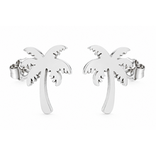 Goodies Label Zilverkleurige Palmboom Oorstuds | Stainless Steel