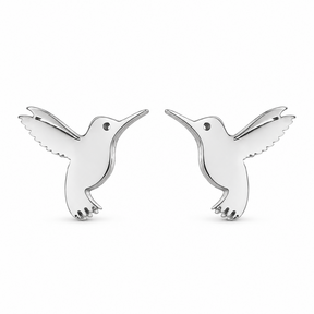 Goodies Label Zilverkleurige Kolibrie Oorstuds 8 mm | Stainless Steel